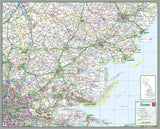 map of Essex, a county in England, UK.  This map covers the towns:      Southend-on-Sea     Colchester     Chelmsford     Basildon     Rayleigh/South Benfleet/Thundersley     Harlow     Grays     Brentwood     Clacton-on-Sea     Braintree