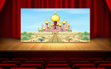 Bring the panto to you! This Aladdin style palace backdrop sets the scene for plays, fun in the classroom or even at home. What could be cuter than doing a small family play for relatives whether in person or by Zoom? Just add your own lamp and genie!  Printed on heavyweight vinyl which can be easily rolled for convenient storage. The backdrop has 8 brass eyelets for hanging from the wall or ceiling. 