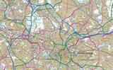 This map covers the City of Birmingham and Coventy and the towns: Stoke-on-Trent Wolverhampton Solihull Telford Worcester Burton-upon-Trent Dudley Halesowen Hereford Kidderminster Leamington Spa Newcastle-under-Lyme Nuneaton Redditch Rugby Shrewsbury Stafford Stourbridge Tamworth Walsall West Bromwich