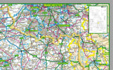 map of Cheshire, a county in England, UK. This map covers the City of Chester and towns: Sandbach Widnes Warrington