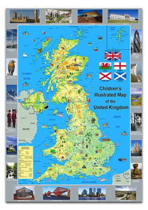 Children's Pictorial Illustrated Map of the United Kingdom