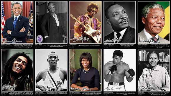 Set of 10 Inspirational Black People Posters - A3 Size 29.7 x 42 cm