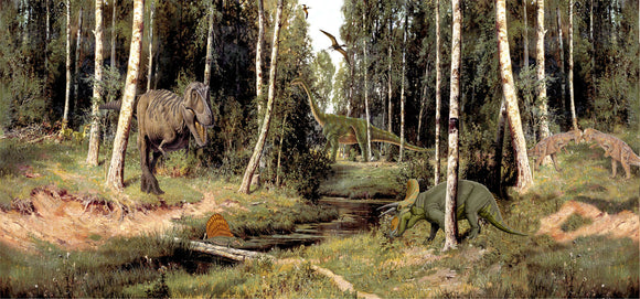Prehistoric Dinosaur Scene Poster