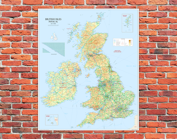 British Isles Mounted Wall Map