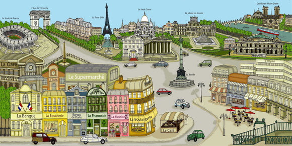 Illustrated France Paris Poster