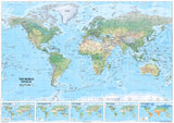 World Map - Physical - Paper Laminated - A0