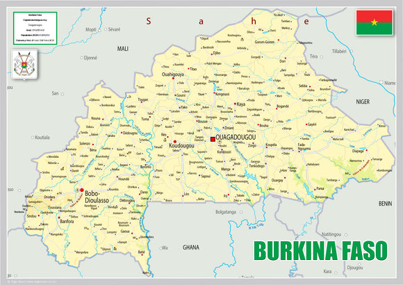 Physical Map of Burkina (OC)