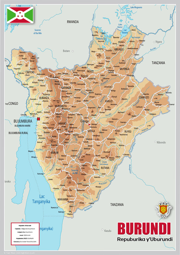 Physical Map of Burundi (OC)