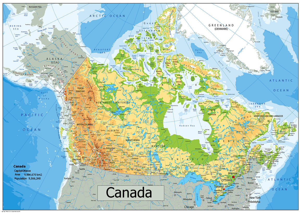 Physical Map Of Canada OC Tiger Moon Physical map of canada oc tiger moon