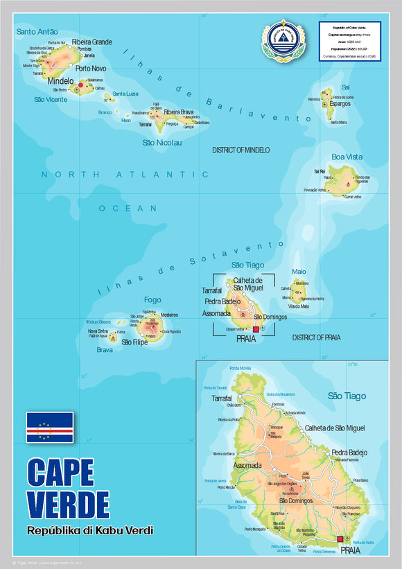 Physical Map Of Cape Verde OC Tiger Moon Physical Map Of Cape Verde OC Tiger Moon