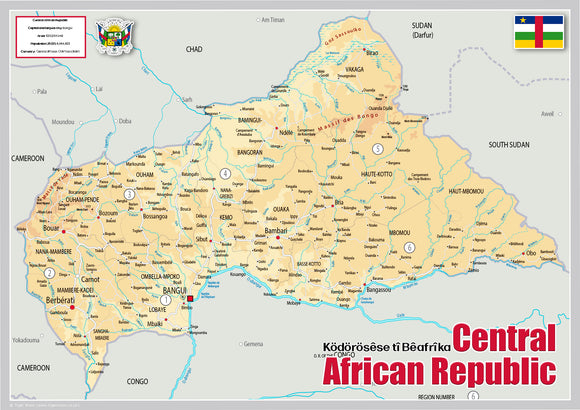 Physical Map of Central African Republic (OC)
