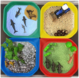 Fun2 Messy Activity Trays Pack of 4 with Vinyl Inserts – Sand, Pebbles, Water & Grass