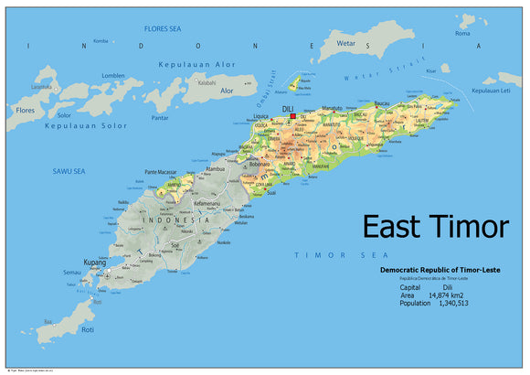 Physical Map of East Timor (OC)