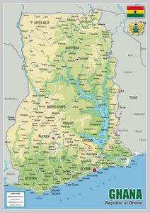 Physical Map of Ghana (OC)