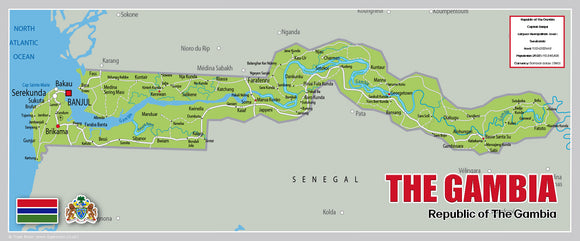 Physical Map of Gambia (OC)