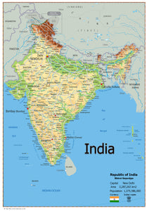 Physical Map of India (OC)