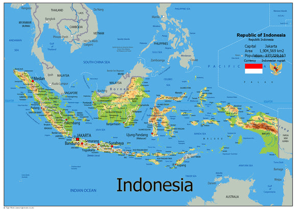 Physical Map of Indonesia (OC)