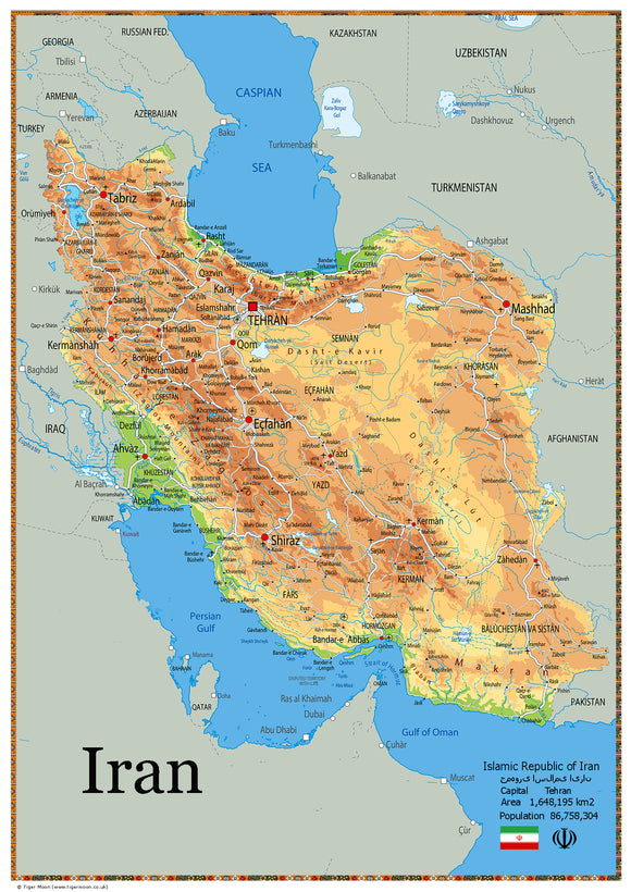 Physical Map of Iran (OC)