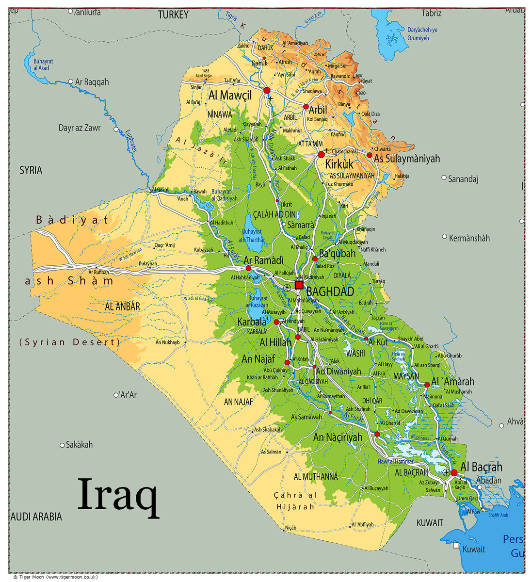 Physical Map Of Iraq