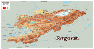 Physical Map of Kyrgyzstan (OC)