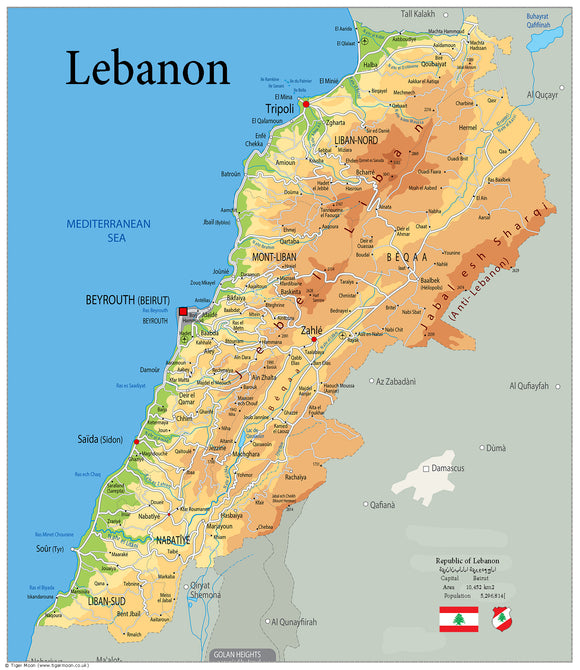 Physical Map of Lebanon (OC)