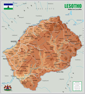Physical Map of Lesotho (OC)