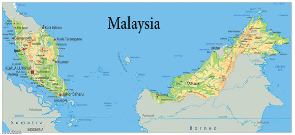 Physical Map of Malaysia (OC)