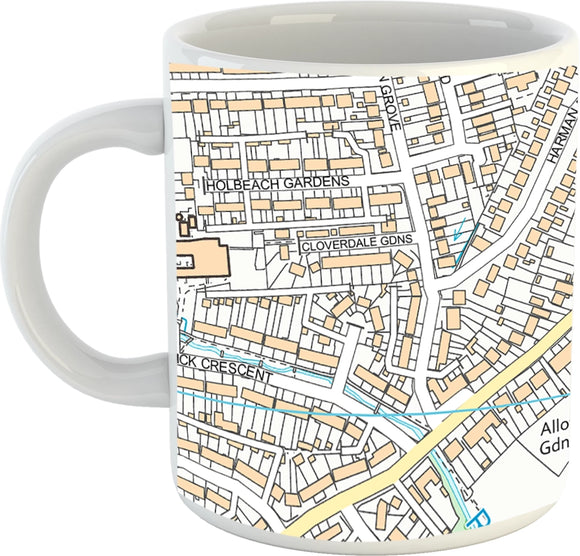 Ordnance Survey Postcode Centred Map Mug