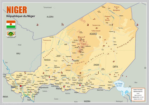 Physical Map of Niger (OC)