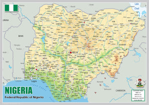 Physical Map of Nigeria (OC)