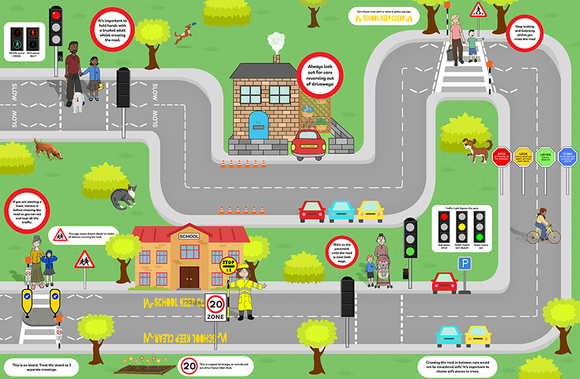 Road Safety Playmat - Vinyl - 130 x 85 cm