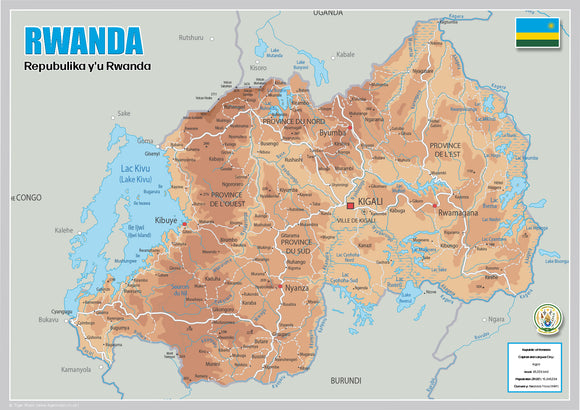 Physical Map of Rwanda (OC)