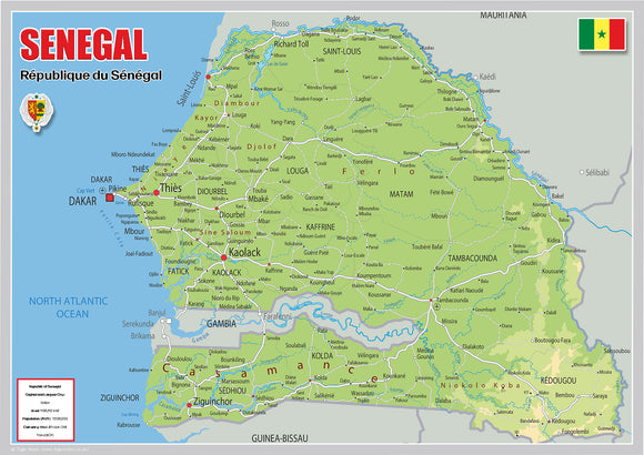 Physical Map of Senegal (OC)