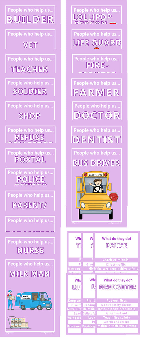 People who help us - Set of 20 Flash cards A5 Laminated