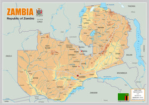 Physical Map of Zambia (OC)