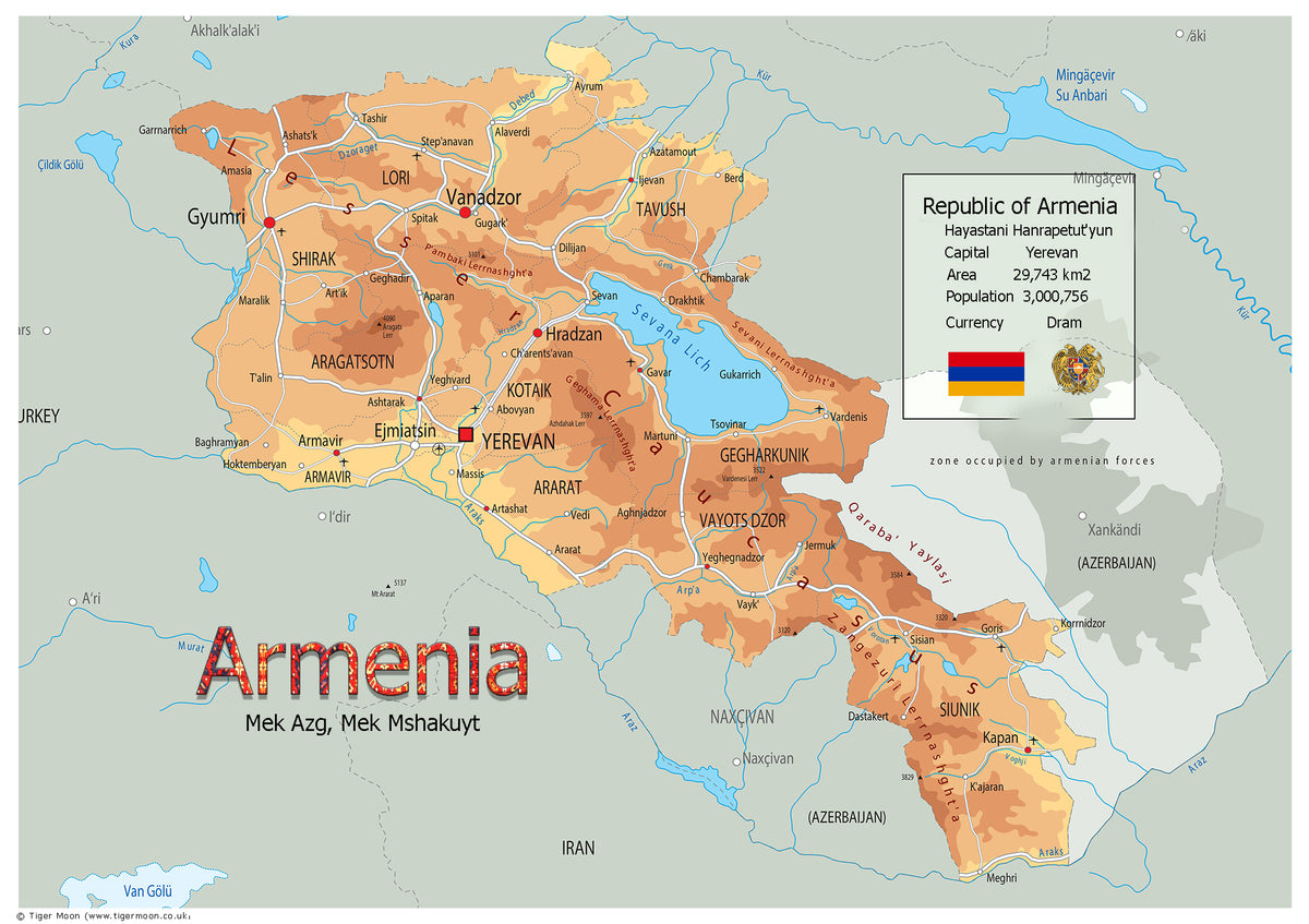 Physical Map Of Armenia (OC) Tiger Moon