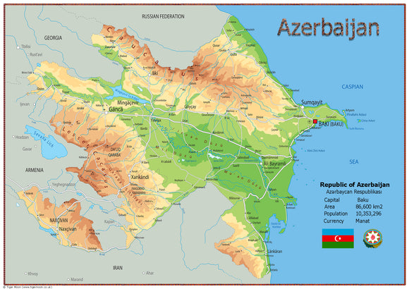 Physical Map Of Azerbaijan (OC)