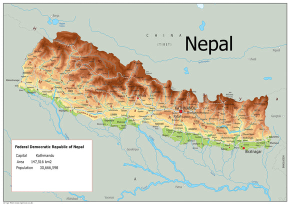 Physical Map of Nepal (OC)