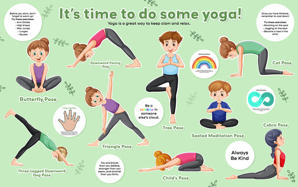 Yoga Poses Play Mat - Vinyl - 135cm x 85cm