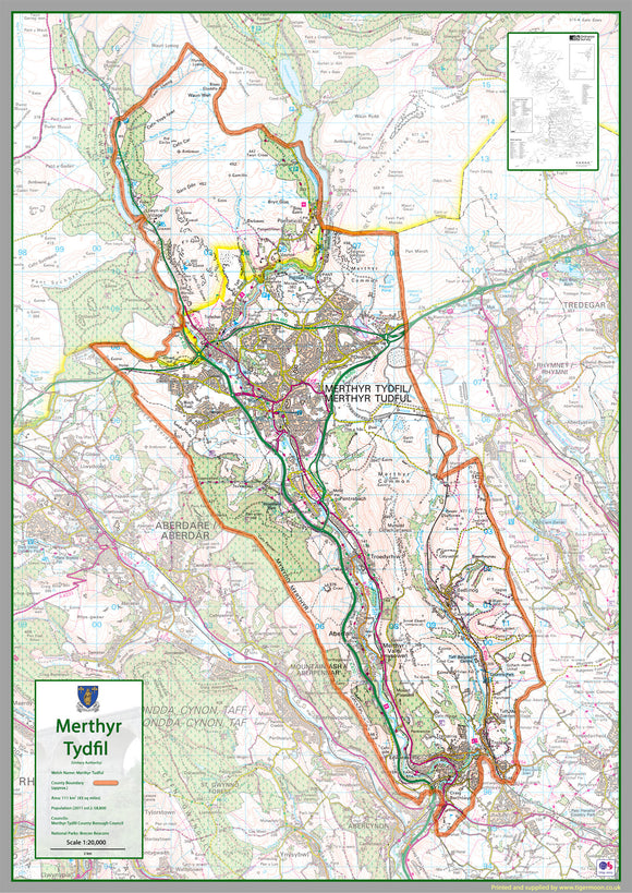 Merthyr Tydfil County Map