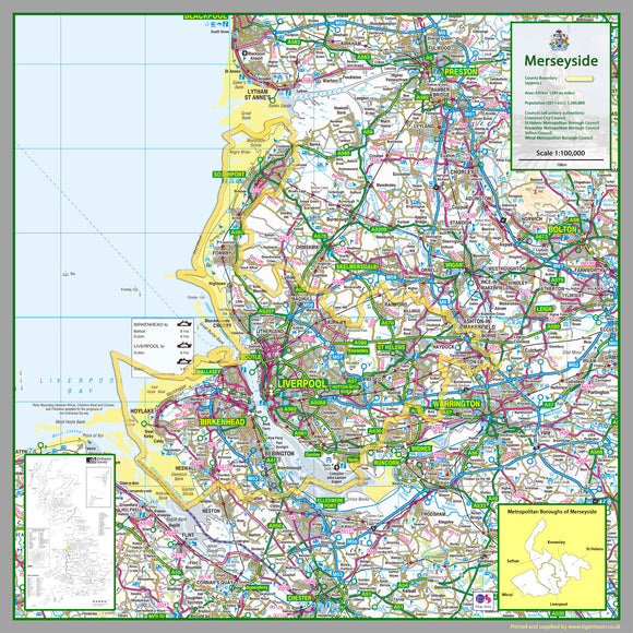 Merseyside, a county in England, UK and the Boroughs of: Knowsley St Helens Sefton Wirral City of Liverpool