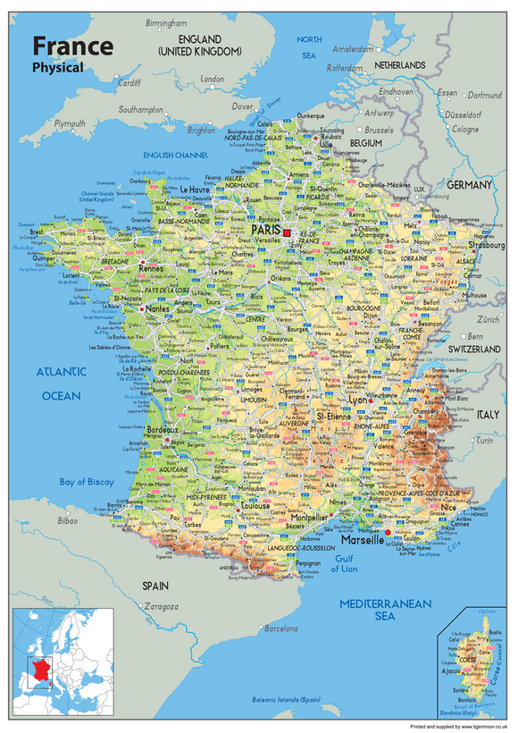 France Physical Map