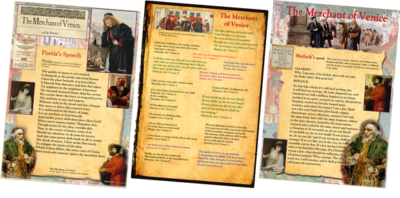 The Merchant of Venice - Famous Quotes, Portia's Speech, Shylock's Speech Poster Pack