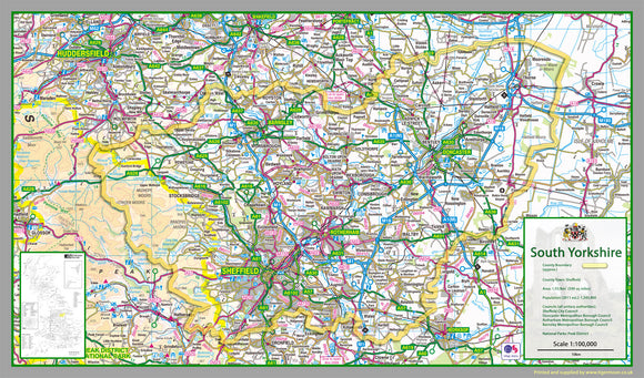 map of South Yorkshire, a county in England, UK. This map covers the City of Sheffield and towns: Askern Barnsley Bawtry Brierley Conisbrough Dinnington South Yorkshire Doncaster Edlington Hoyland Maltby Mexborough Penistone Rotherham Sheffield Stainforth Stocksbridge Swinton Thorne Tickhill Wath upon Dearne Wombwell