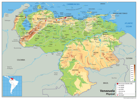 Venezuela Physical Map