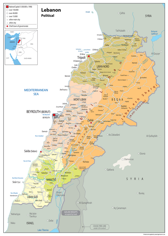 Lebanon Political Map