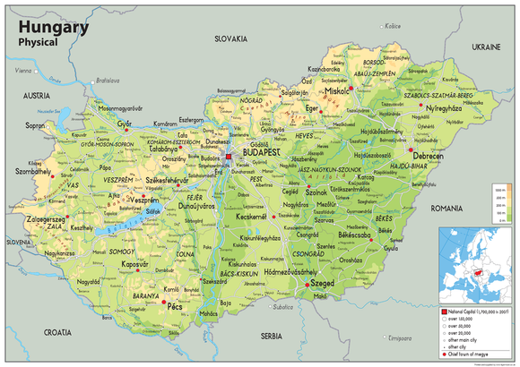 Hungary Physical Map