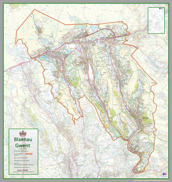 Blaenau Gwent County Map