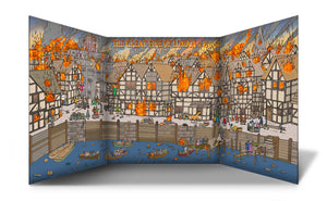 A classroom or nursery scene setter of the Great Fire of London, complete with a range of characters for children to find in the dangerous fire. Great for immersive and imaginative role play. Great for talking about English history, how Londoners lived and the events that led to the fire, and how things changed afterwards.