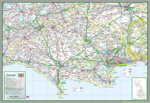 map of Dorset, a county in the England, UK.  This map covers the towns      Bournemouth     Poole     Weymouth     Christchurch     Ferndown     Dorchester     Wimborne Minster     Bridport     Verwood     Blandford Forum